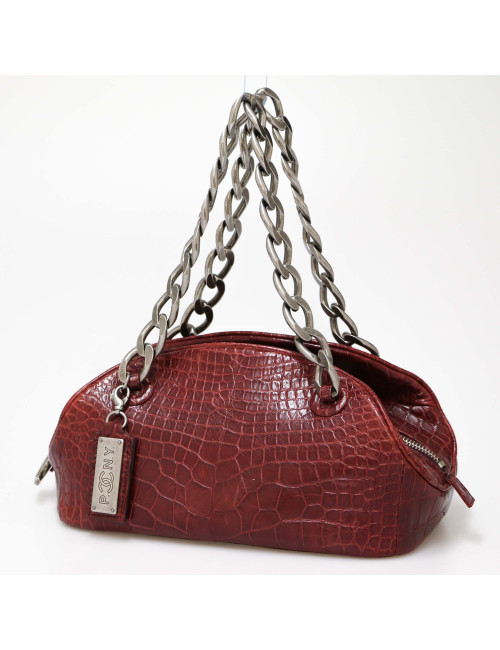 Sac Bowling PARIS-NYC CHANEL crocodile bordeaux