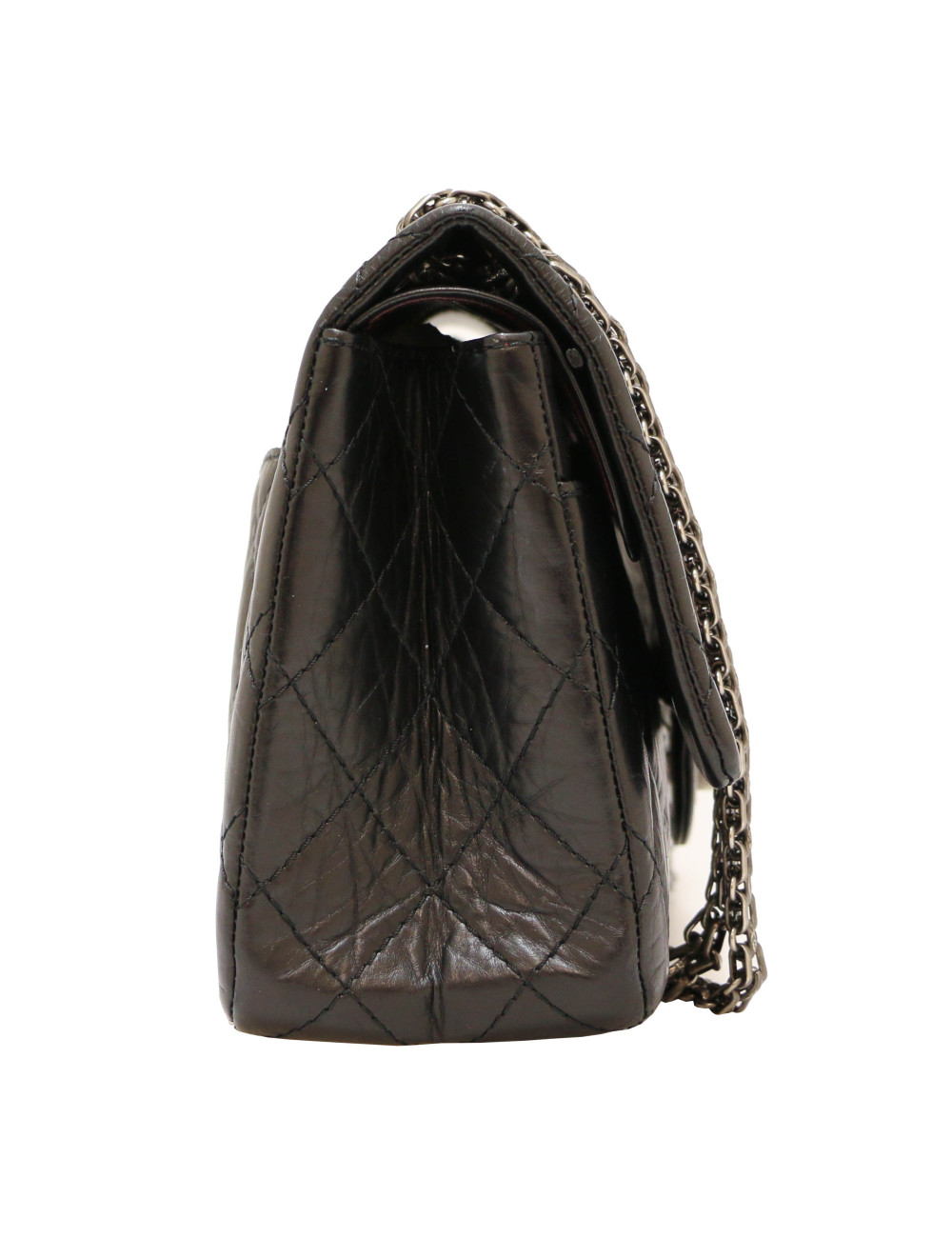 CHANEL 2.55 in black crumpled leather