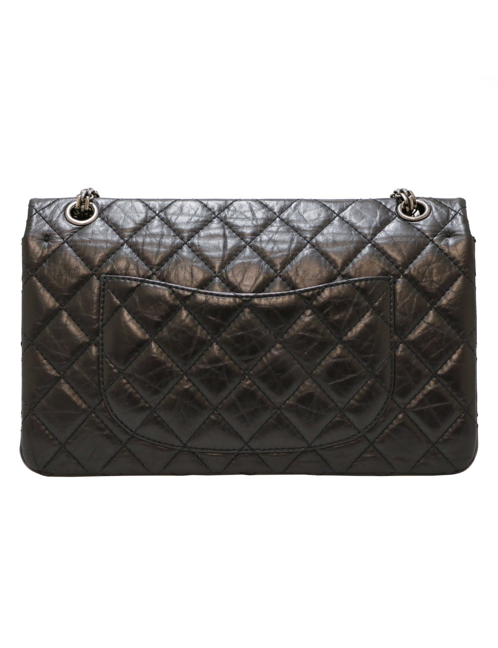 CHANEL 2.55 in black crumpled leather