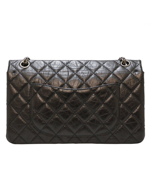 CHANEL 2.55 in black crumpled leather