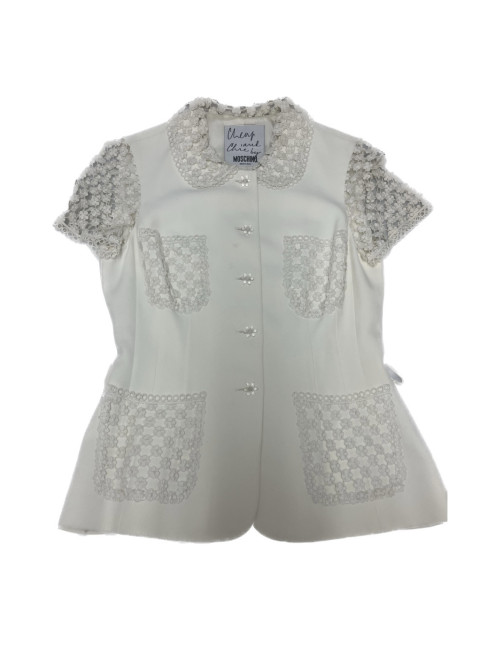 Veste MOSCHINO beige manches dentelle 