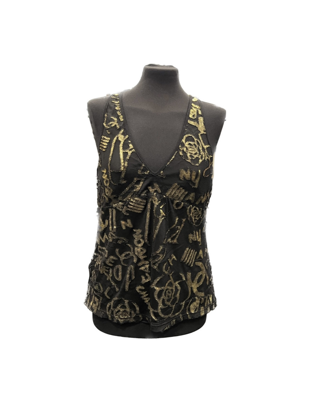 Top CHANEL T44 noir doré