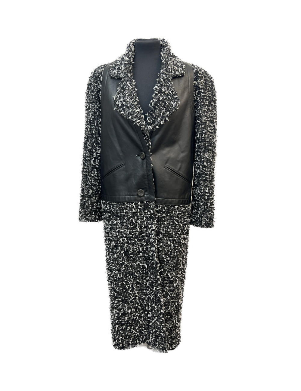 Manteau CHANEL tweed blanc et noir