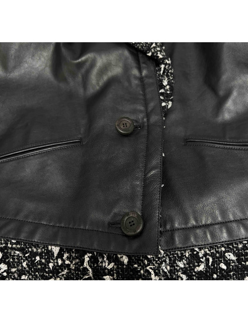 Manteau CHANEL tweed blanc et noir