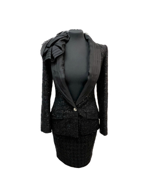 Tailleur tweed CHRISTIAN DIOR noir