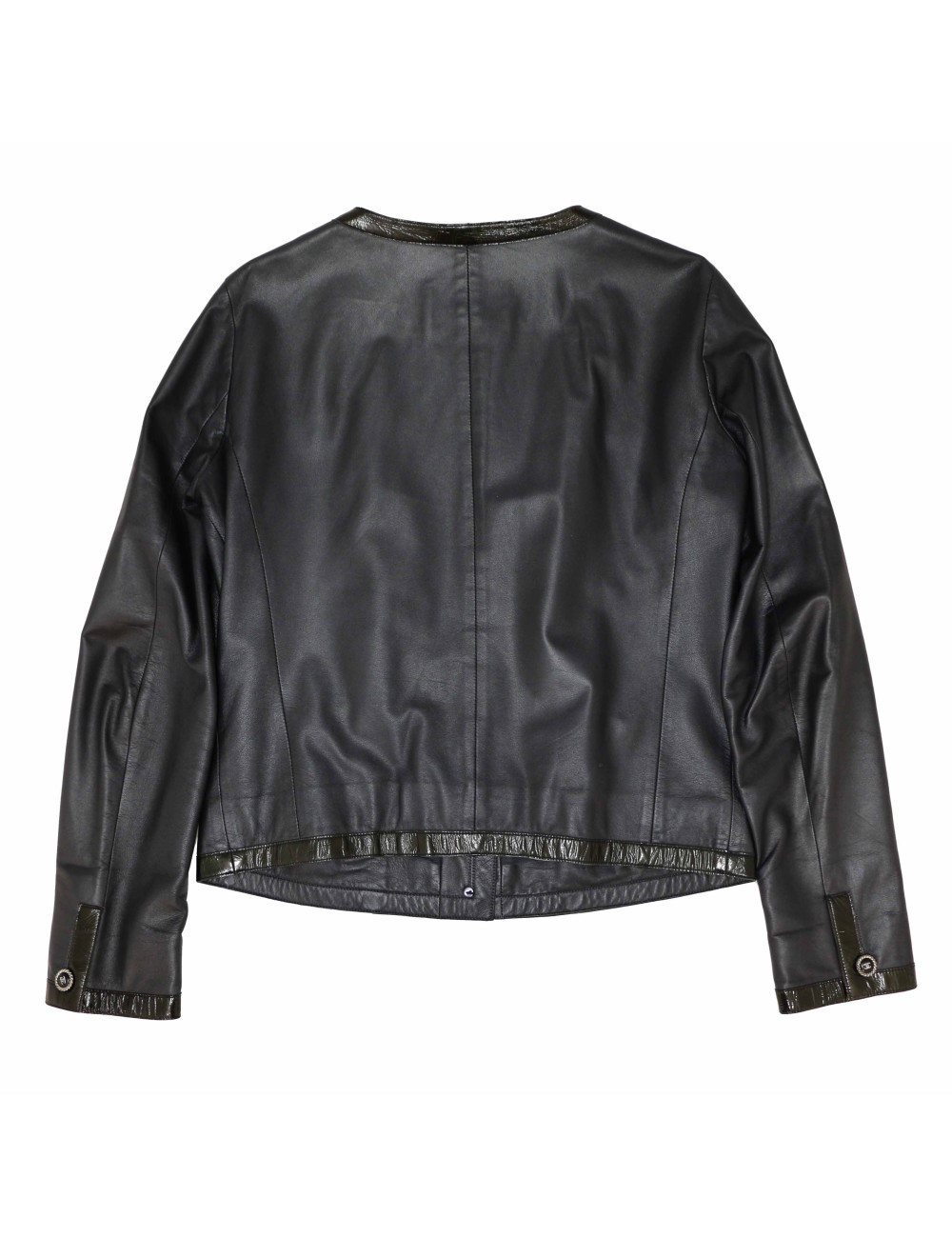 Veste T40 CHANEL cuir d'agneau bleu