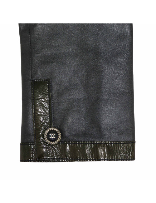 Veste T40 CHANEL cuir d'agneau bleu