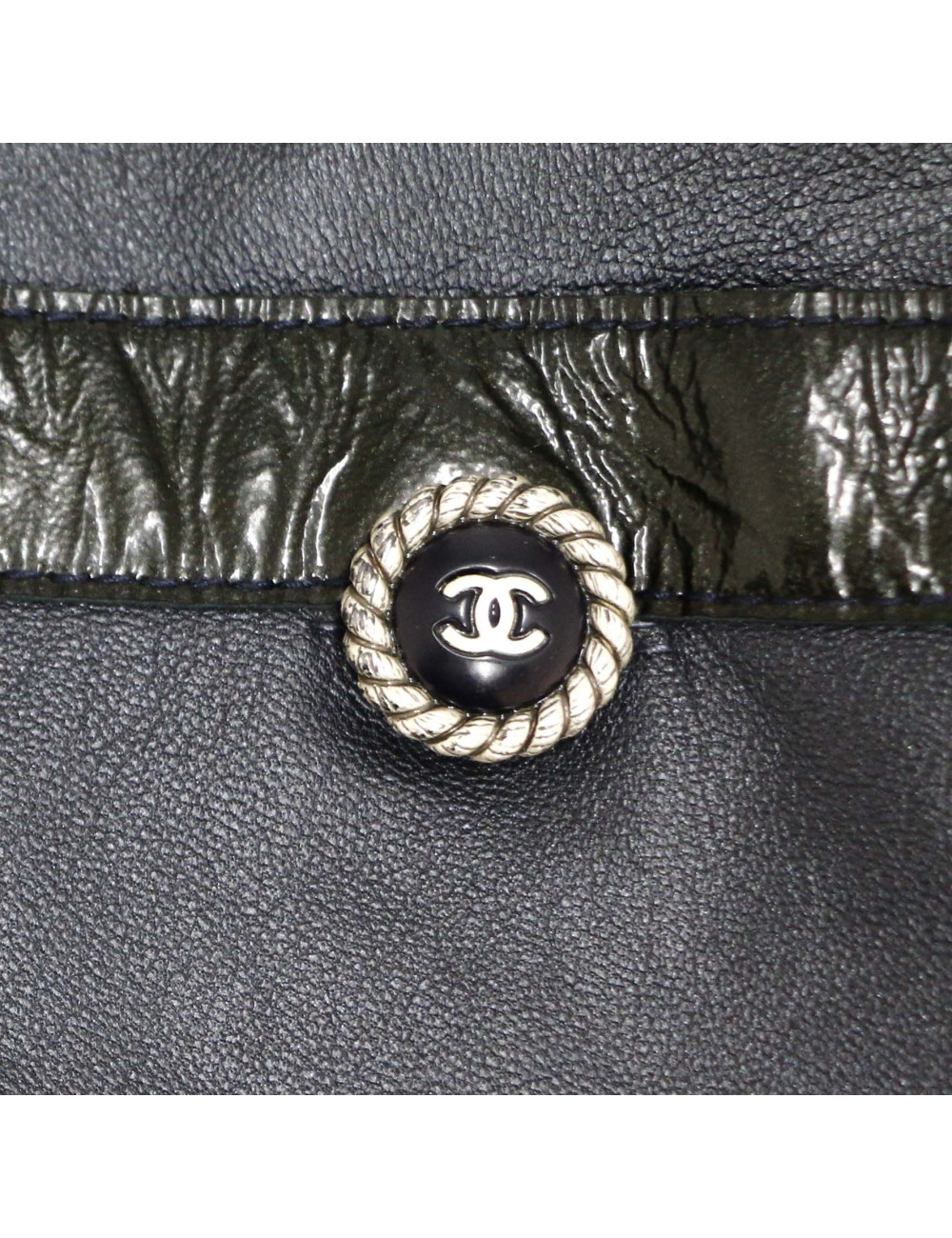 Veste T40 CHANEL cuir d'agneau bleu