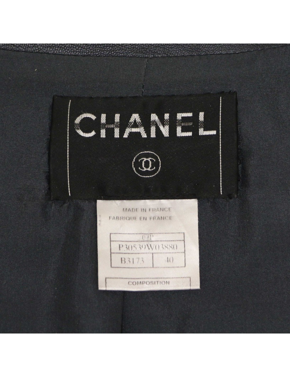 Veste T40 CHANEL cuir d'agneau bleu
