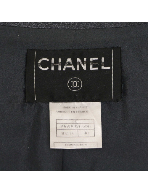 Veste T40 CHANEL cuir d'agneau bleu