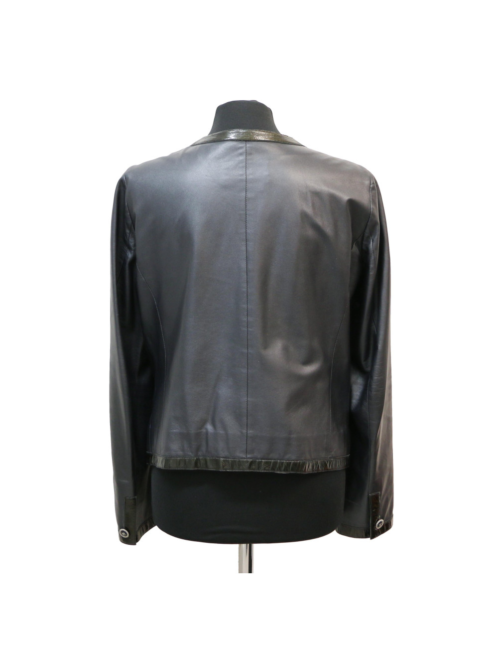 Veste T40 CHANEL cuir d'agneau bleu