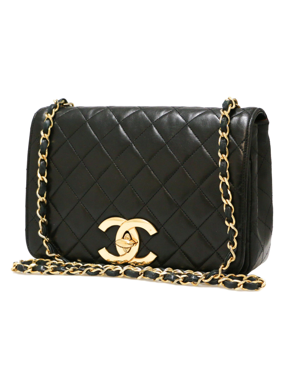 Sac à rabat CHANEL noir vintage