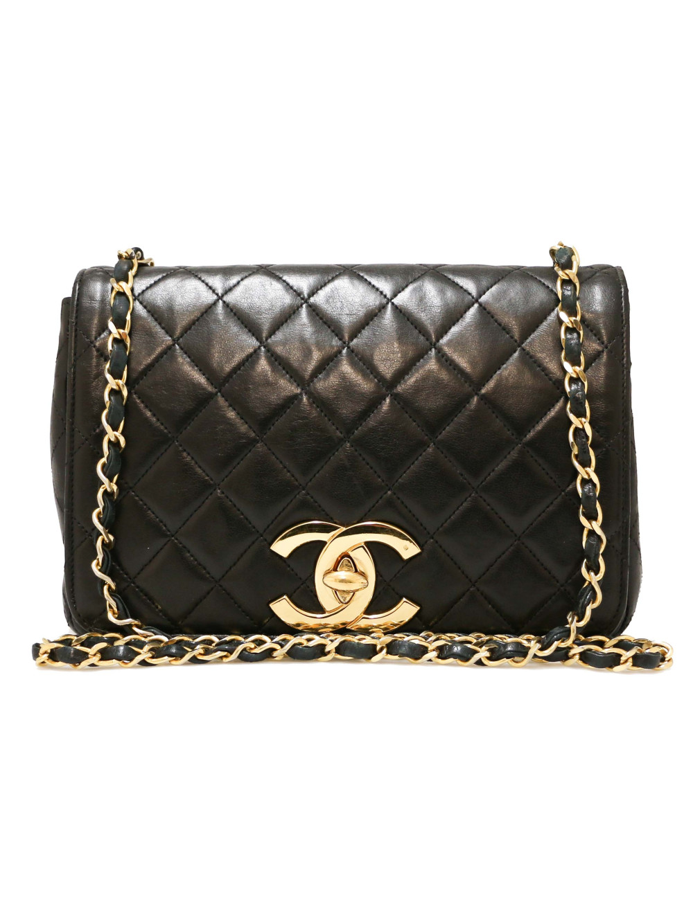 Sac à rabat CHANEL noir vintage