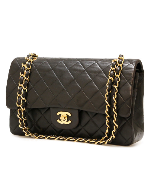 Sac classique double rabat CHANEL vintage noir