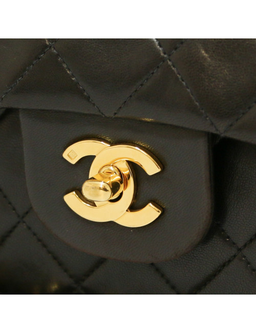 Sac classique double rabat CHANEL vintage noir