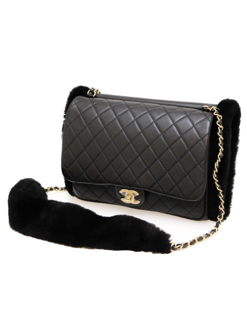 Manchon CHANEL sac cuir noir