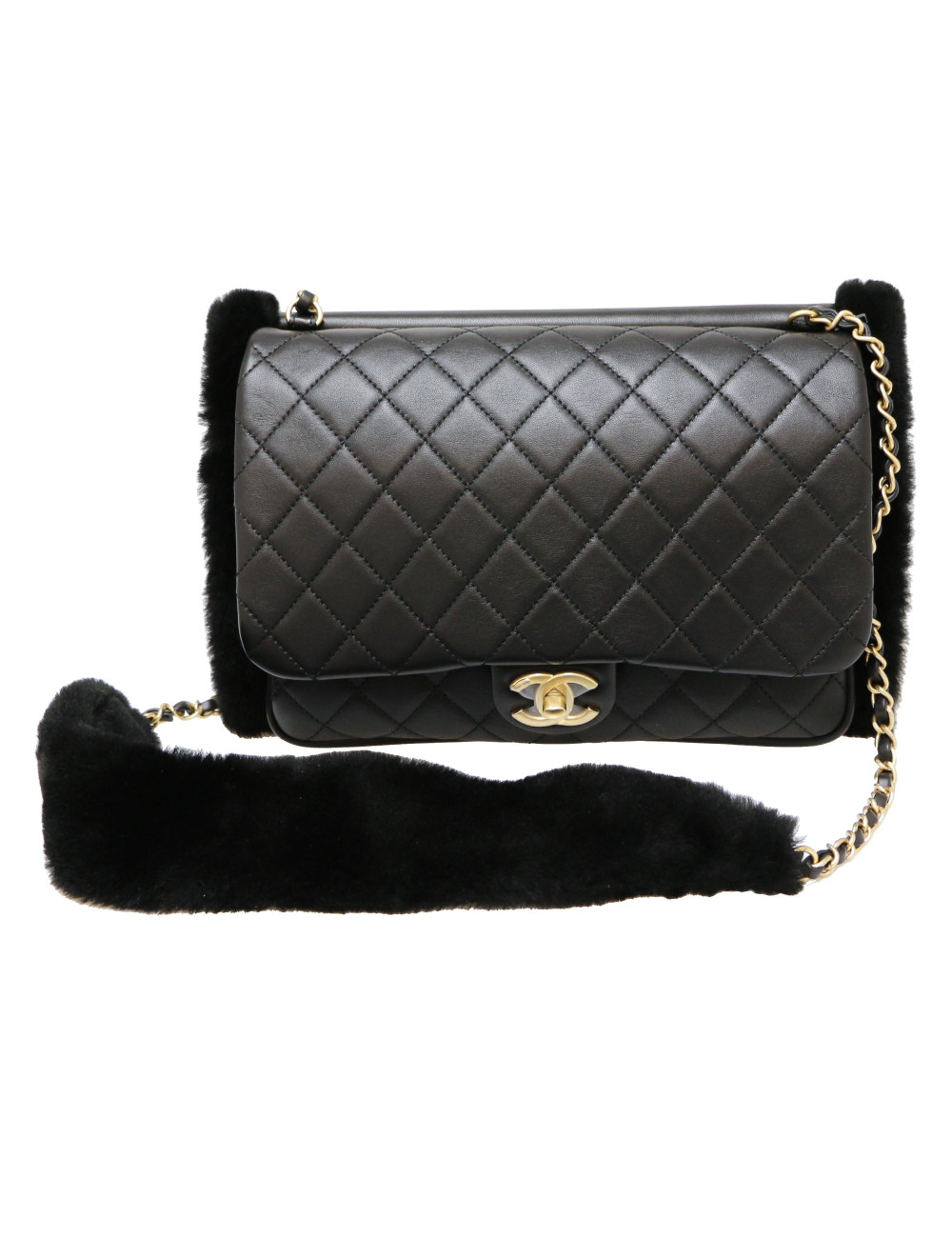 Manchon CHANEL sac cuir noir