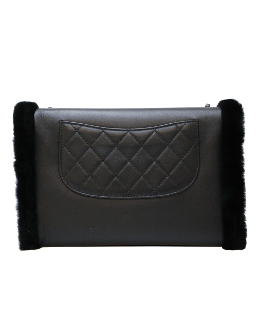 Manchon CHANEL sac cuir noir
