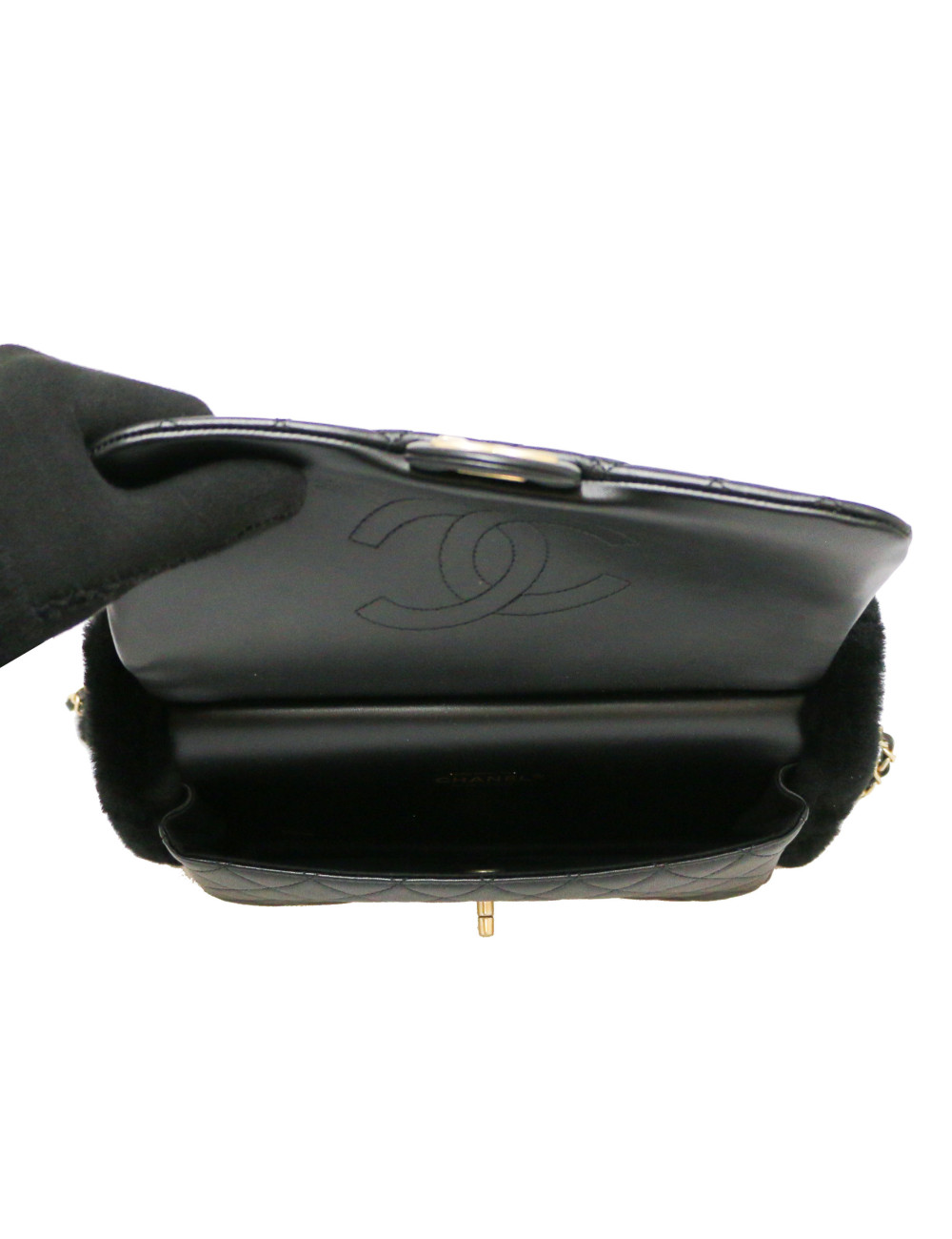 Manchon CHANEL sac cuir noir