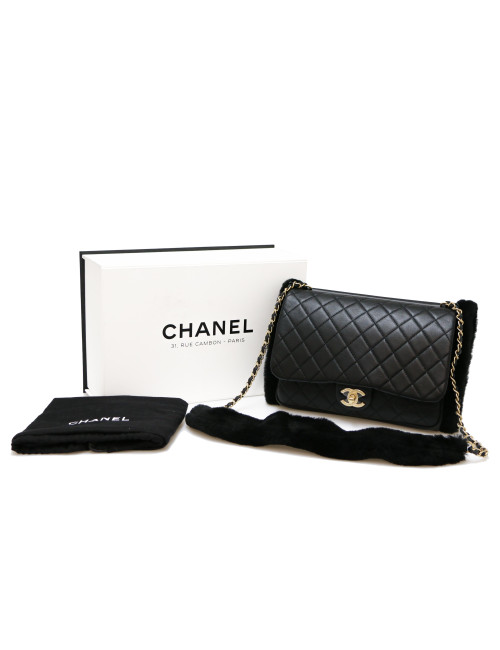 Manchon CHANEL sac cuir noir