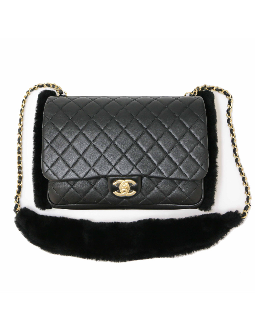 Manchon CHANEL sac cuir noir