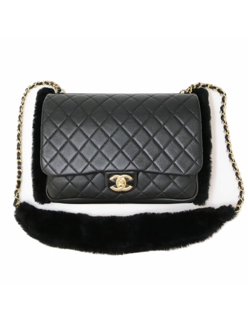 Manchon CHANEL sac cuir noir