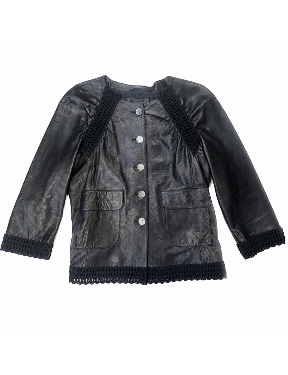 Veste T 42 CHANEL cuir noir