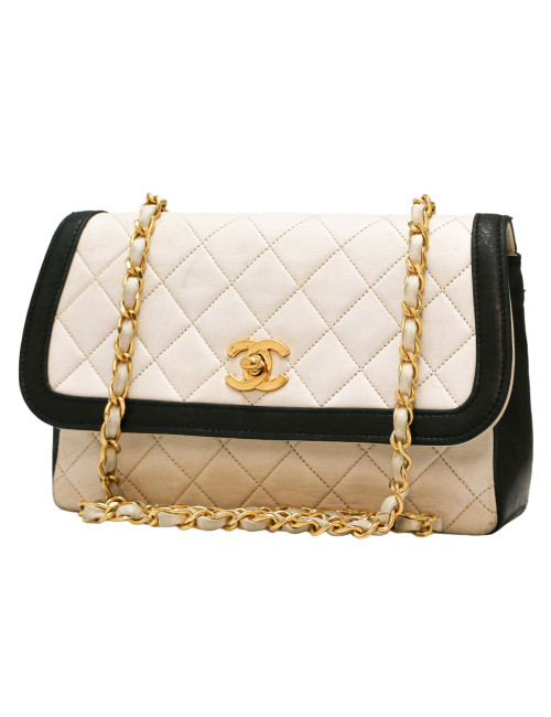 Sac vintage blanc et noir CHANEL