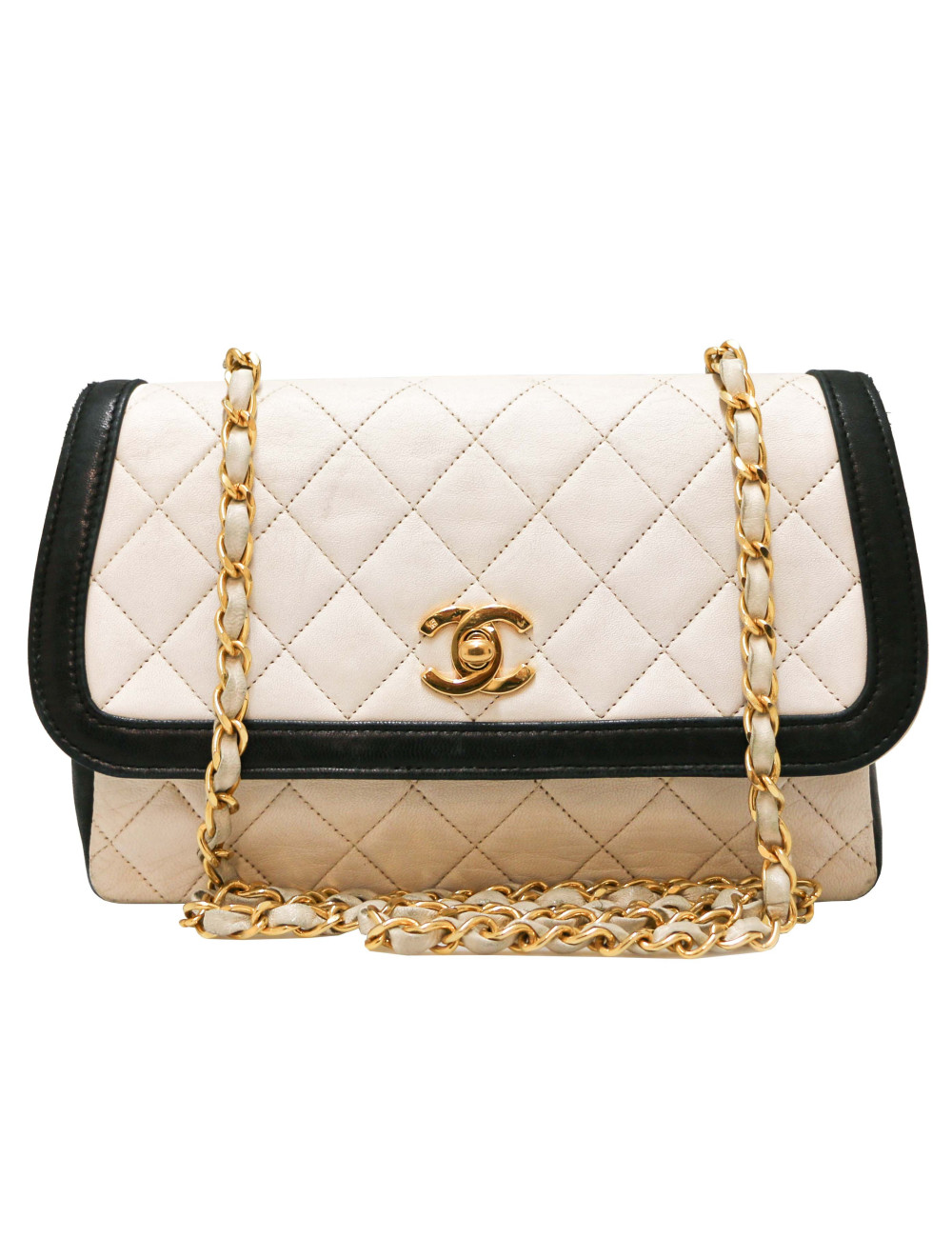 Sac vintage blanc et noir CHANEL