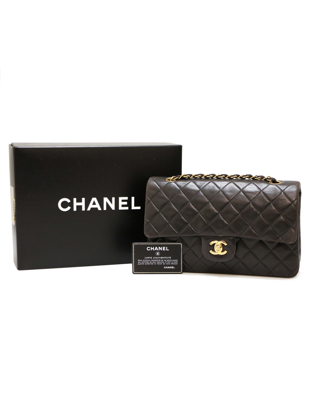 Sac Médium double flap CHANEL noir