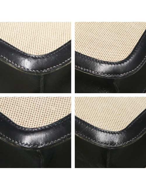 Sac Constance HERMES toile et cuir bleu et beige