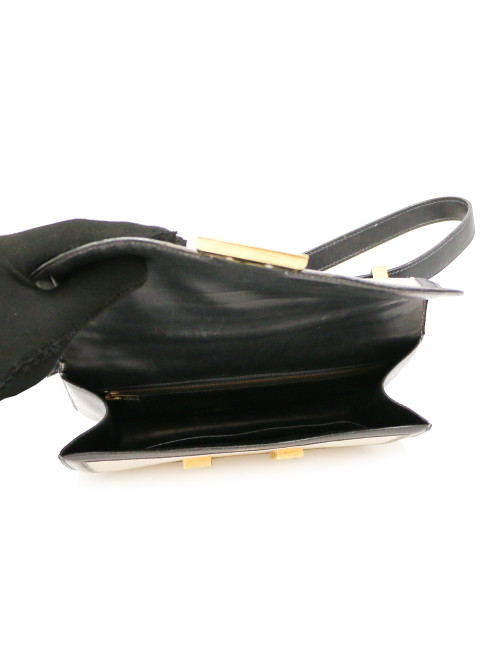 Sac Constance HERMES toile et cuir bleu et beige