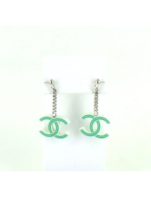 clous d'oreille double C vert CHANEL PM