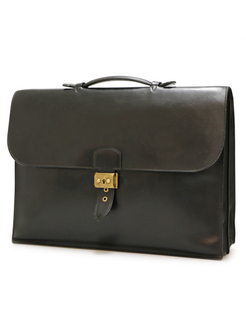 Sac à dépêches HERMES cuir box noir