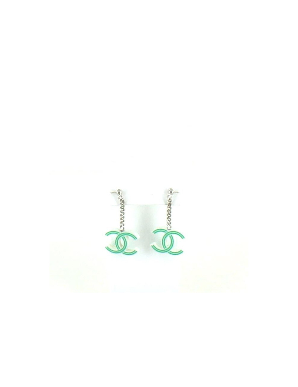 clous d'oreille double C vert CHANEL PM