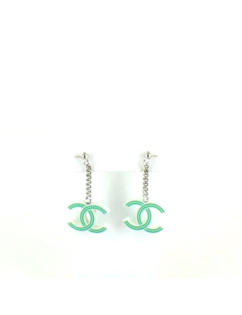 clous d'oreille double C vert CHANEL PM
