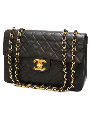 Maxi sac CHANEL cuir d'agneau noir