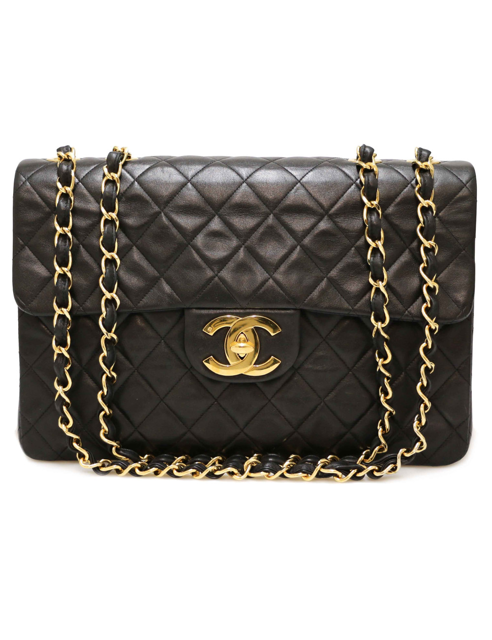 Maxi sac CHANEL cuir d'agneau noir