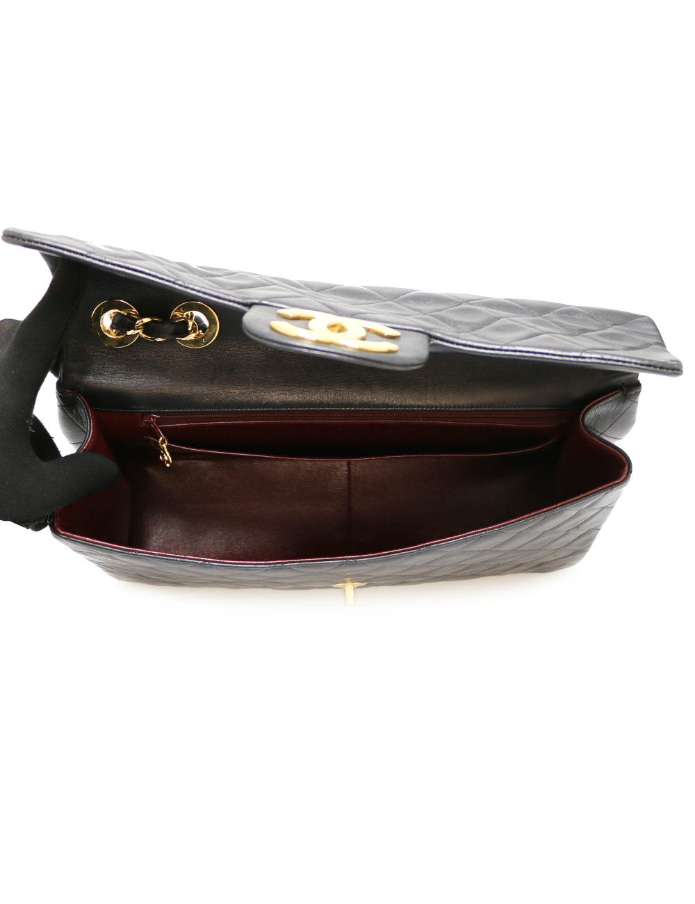 Maxi sac CHANEL cuir d'agneau noir