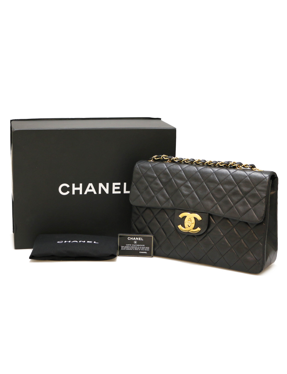 Maxi sac CHANEL cuir d'agneau noir