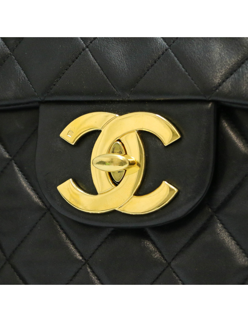 Maxi sac CHANEL cuir d'agneau noir