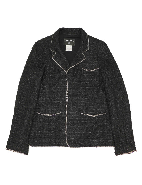 Veste CHANEL tweed noir T38