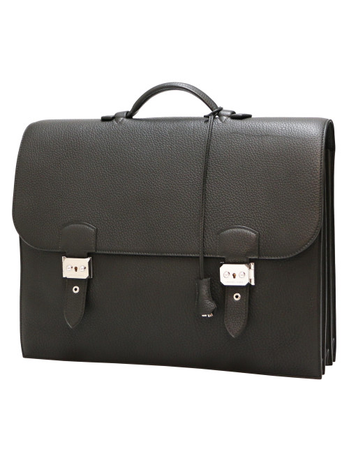 Sac à dépèches HERMES taurillon clémence noir