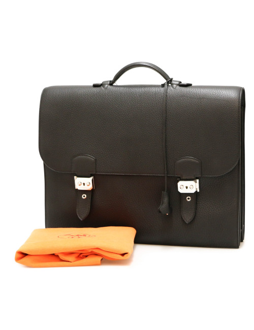 Sac à dépèches HERMES taurillon clémence noir