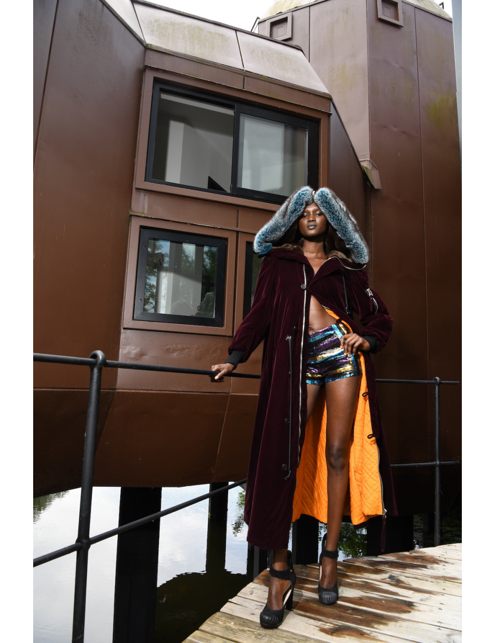 JEAN PAUL GAULTIER cardinal red velvet trenchcoat