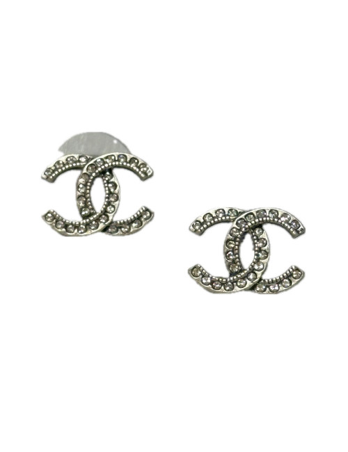 Clous argent CHANEL strass