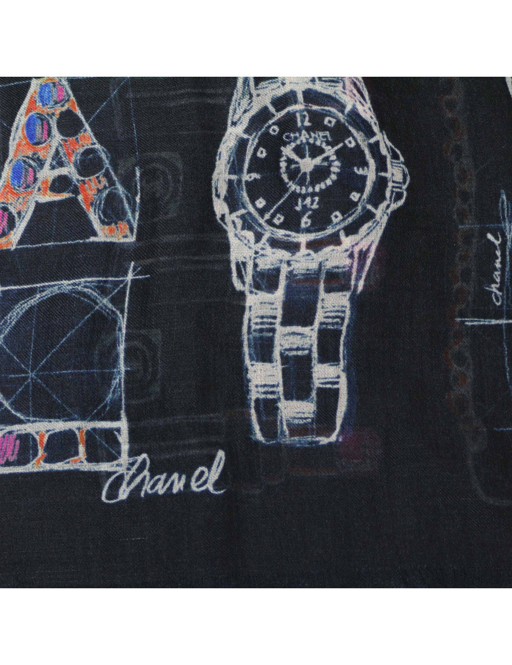 Châle CHANEL bleu nuit