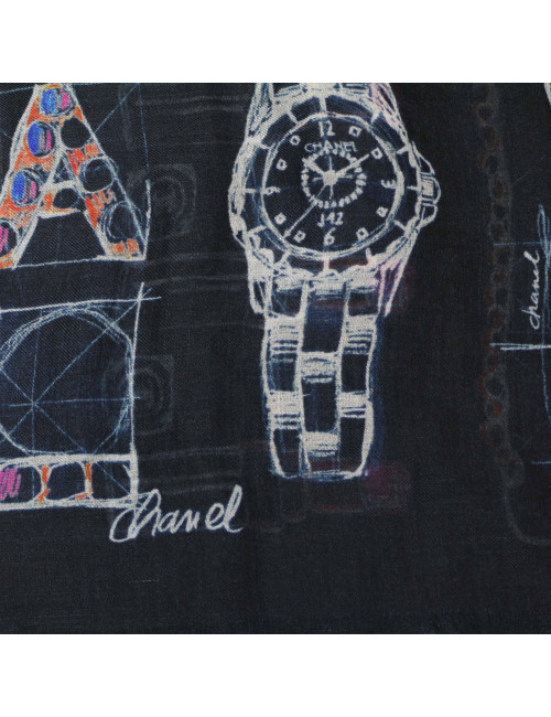 Châle CHANEL bleu nuit