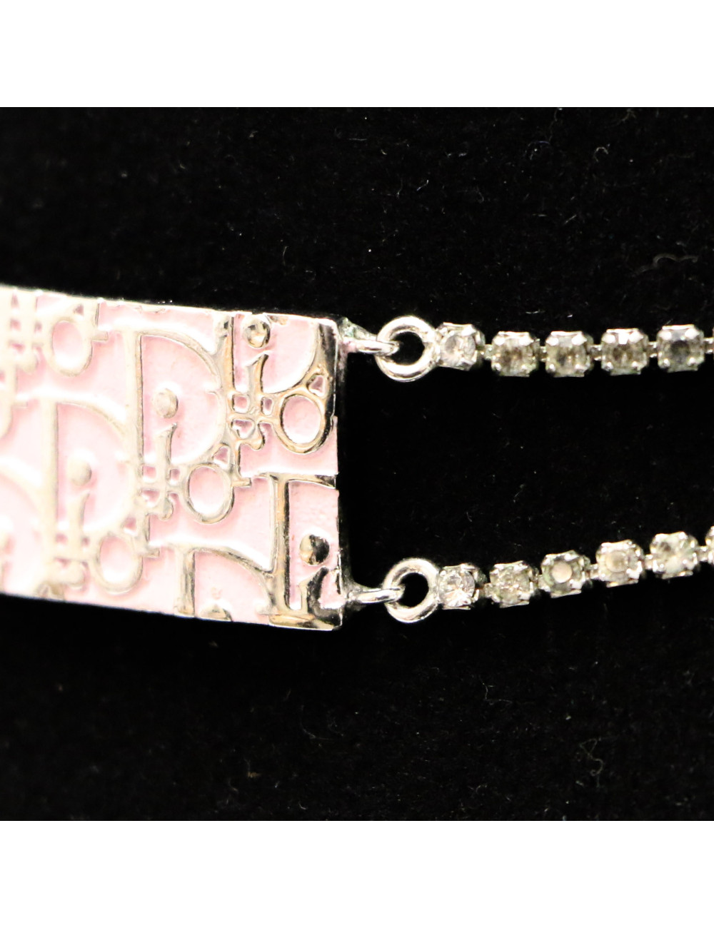 Collier DIOR argent émaillé rose 