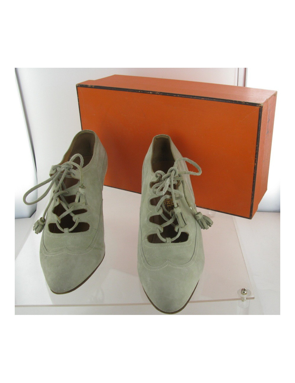 HERMES T 37 shoes beige suede